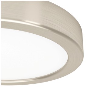 Runde Eglo LED-Deckenleuchte Fueva 6 in Nickel-Optik, 16,5 cm Durchmesser.