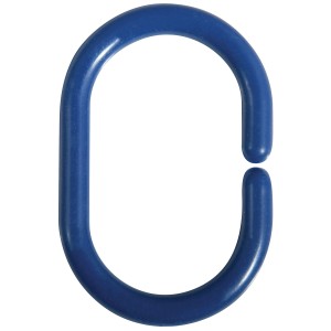 Dunkelblauer MSV Duschvorhangring, C-Form, aus Polypropylen, für Duschstangen.
