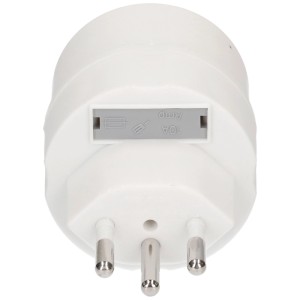 Adaptateur de voyage blanc Schutzkontakt Type 12 (3 pôles) pour prises suisses.