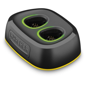 Caricabatterie rapido Kärcher Duo Battery Power 4 V per due batterie, con indicatore LED.