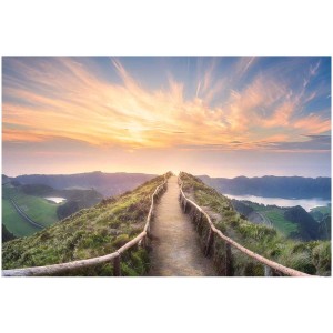 Quadro su tela: Paesaggio con pontile e alba, 65x97 cm. Immagine decorativa per la tua casa.