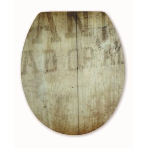Sedile WC Sanitop-Wingenroth Wanted con decoro legno e finitura lucida.