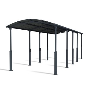 Canopia Carport Arcadia Alpine 10600 antracite, design lungo con tetto arcuato e pali robusti.