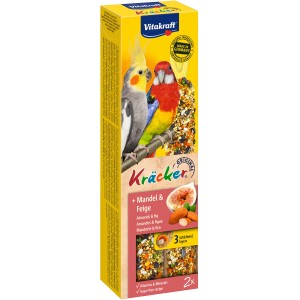 Vitakraft cracker per pappagalli con mandorle e fichi, 2 pezzi. Mix di cereali cotti su legno.