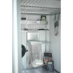 Supporto sacco spazzatura Biohort grigio-bianco per casetta Neo, montaggio a parete.