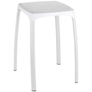 Sgabello da bagno bianco Wenko Losani in acciaio con seduta strutturata.