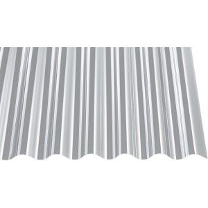 Lastra profilata in acrilico trasparente Sinus 76/18, spessore 1,5 mm, per coperture in plastica.