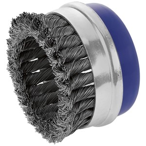 LUX-TOOLS Stahl Topfbürste gezopft, Ø 100 mm, für Winkelschleifer. Entfernt Rost und Farbe von Stahl.