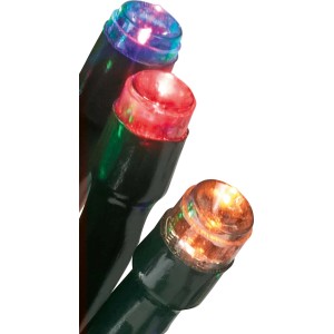 Gros plan : Guirlande lumineuse LED colorée avec câble vert pour extérieur, 140 LED.