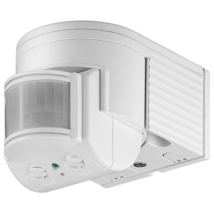 Rilevatore di movimento Goobay, infrarossi 180°, IP44, bianco, per interni ed esterni.