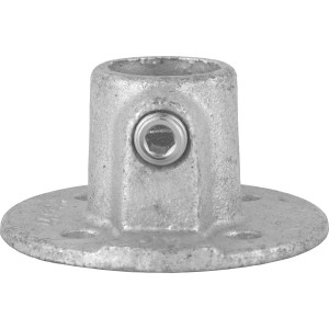 Piastra di base rotonda, zincata argento, per tubo d'acciaio (Ø 2,7 cm) per la costruzione di mobili.