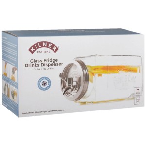 Dispenser bevande Kilner in vetro, orizzontale, 3L, con rubinetto, per conservare alimenti.