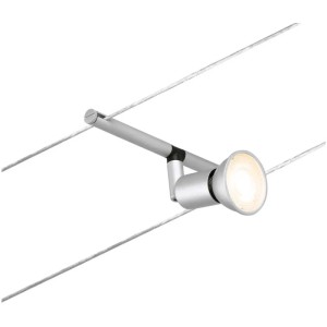 Spot seul Paulmann Salt pour système de câble, chrome mat, avec douille GU5.3. Plafonnier pour éclairage personnalisé.