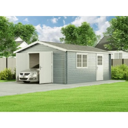 Alpholz Holz-Garage B-44 Pinie 470 cm x 568 cm, imprägniert