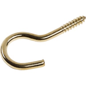 LUX Schraubhaken, 2 mm x 20 mm, vermessingt, 7 Stück, Winkelhaken für leichte Dekorationen.