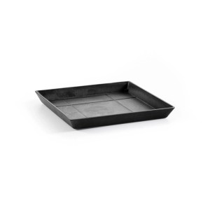 Sottovaso quadrato Ecopots grigio scuro, 28 cm, per interni ed esterni.