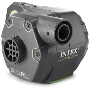 Intex Quick-Fill pompe à air sans fil : Pompe à air grise compacte avec divers embouts.
