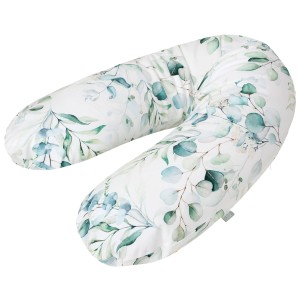 Coussin d'allaitement Rotho Natural Leaves, 190x35 cm, avec motif de feuilles pour un allaitement et une grossesse confortables.