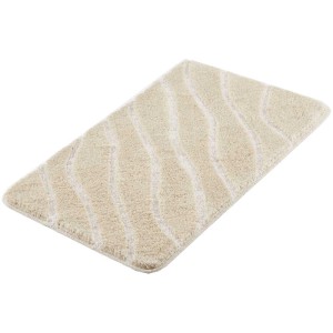 Tappeto bagno Kleine Wolke Tram, caramello, 60x100 cm, con motivo a onde.