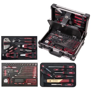 Kraftwerk mallette à outils professionnelle en aluminium, 123 pièces. Jeu d'outils pour artisans et bricoleurs.