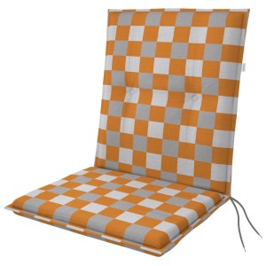 Cuscino Doppler a schienale basso Living D.4902 a scacchi, 48x100 cm, arancio/grigio, per sedie da giardino.