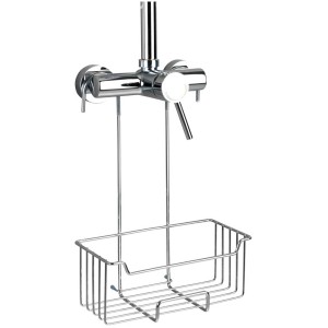 Wenko Milo, panier de douche thermostatique en acier inoxydable brillant à suspendre à la robinetterie de douche.
