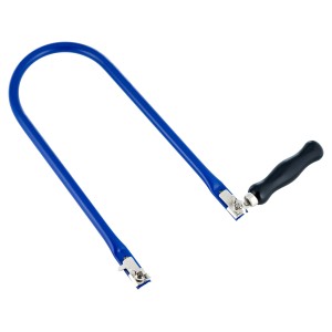 Archetto da traforo LUX Classic con telaio blu e manico in legno per lavori di precisione.