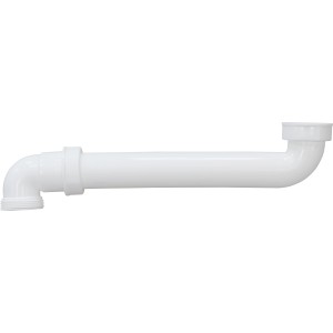 Siphon de lavabo coudé blanc (44,8 mm) en plastique, gain de place, pour raccordement siphon.