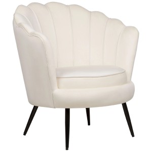 Beliani Poltrona da cocktail Lovikka in velluto color crema e nero
