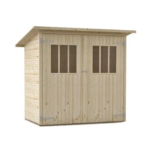 Abri de jardin Alpholz Zimowit non traité avec toit monopente et double porte.