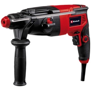 Marteau perforateur Einhell TC-RH 620 4F rouge et noir, avec butée de profondeur et poignée supplémentaire.