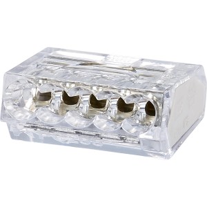Connettore trasparente a 5 poli per conduttori da 0,75-2,5 mm, confezione da 20.