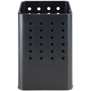 Portautensili Wenko Silio nero opaco con motivo a fori per utensili da cucina.