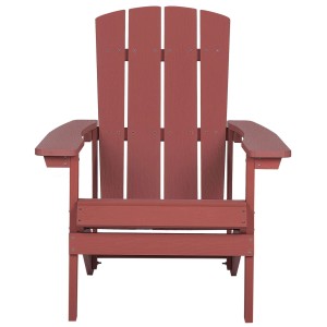 Sedia da giardino Adirondack Beliani rossa in legno sintetico con ampi braccioli.