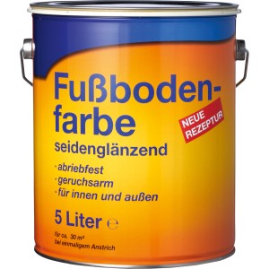 5L Dose Fussbodenfarbe Grau, seidenglänzend, für Innen- und Aussenbereiche.