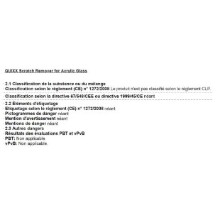 Quixx Rimozione Graffi Acrilici: Informazioni sulla composizione e sicurezza.