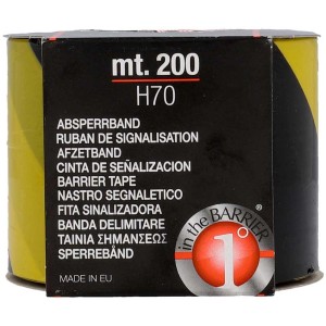 Gelb-schwarzes Absperrband, 200m Rolle für Baustellen und Absperrungen.