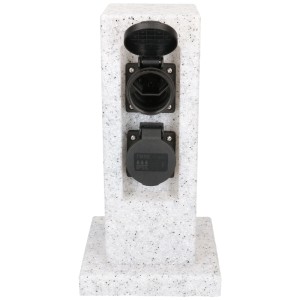 Colonna presa da giardino Max Hauri effetto pietra con 2 prese per uso esterno.