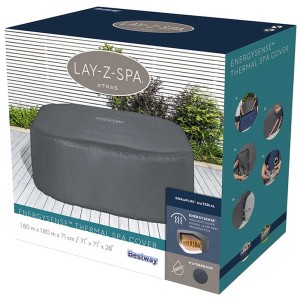 Emballage de la couverture thermique Bestway Lay-Z-Spa EnergySense, adaptée aux spas jusqu'à 180x180 cm.