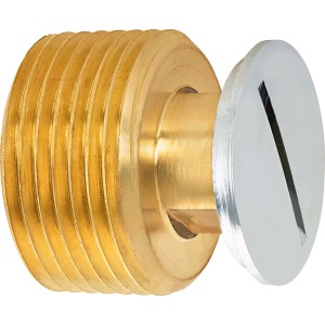 Tappo filettato, 26,4 mm (R 3/4), ottone cromato, per sigillare raccordi filettati.