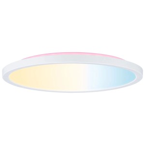 Panneau LED rond Paulmann Atria Shine, Ø 29 cm, avec changement de couleur et cadre blanc.