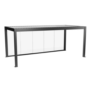 Parete scorrevole in vetro Biohort vetro trasparente 6 m, grigio scuro metallizzato, per copertura terrazza.