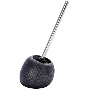 Wenko Set WC Polaris Jet Antracite: Scopino WC in ceramica con testina nera e manico argentato.