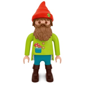 Playmobil Lechuza XXL Glücksgartenzwerg, 68 cm hoch, Dekofigur mit roter Mütze und grünem Shirt.