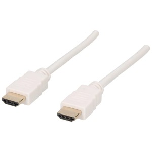 Weißes Schwaiger HDMI-Kabel, 3 m, für Audio & Video. High Speed Verbindung für Full HD und 3D TV.