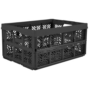 Boîte pliante noire Ida 32 l, idéale pour le rangement et le transport.