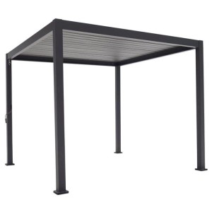 Pergola Colibri in alluminio antracite con lamelle orientabili, 2,5x3x3 m.