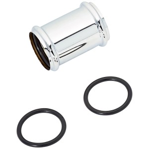 Doppia manicotto cromata 60 mm con due O-ring per il collegamento di tubi sifonati.