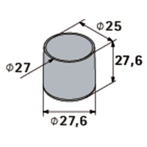 Dessin technique du capuchon Hettich en plastique noir pour tubes ronds Ø 25 mm avec dimensions.