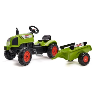 Falk Claas trattore con rimorchio, verde, per bambini dai 2 ai 5 anni. Trattore giocattolo con azionamento a pedali.